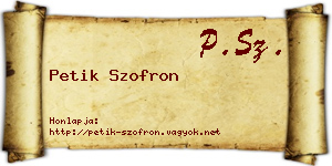 Petik Szofron névjegykártya